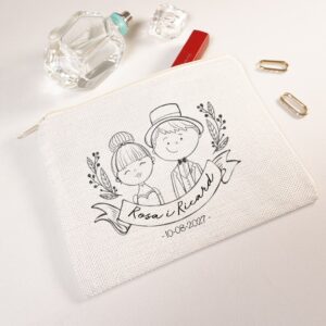 Neceser personalizado boda Couplé, 20x15cm, tacto suave, recuerdo especial