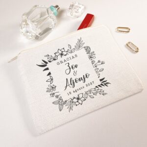 Neceser personalizado boda Floral, 20x15cm, tacto suave, recuerdo especial