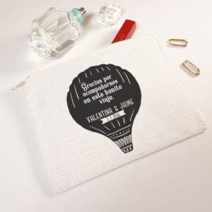 Neceser personalizado boda Globo, 20x15cm, tacto suave, recuerdo especial