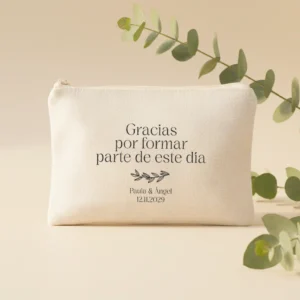 Neceser con frase emotiva para tus invitados de boda.
