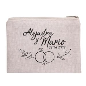 Neceser personalizado para boda. 20x15cm. Tacto suave. Modelo Alianzas