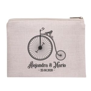 Neceser personalizado para boda. 20x15cm. Tacto suave. Modelo Retro Bike