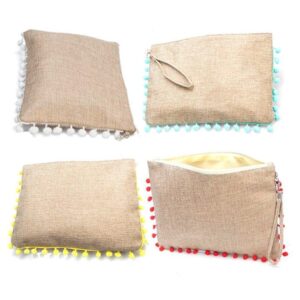 Neceser yute natural con borlones. 30x22cm. 4 colores surtidos