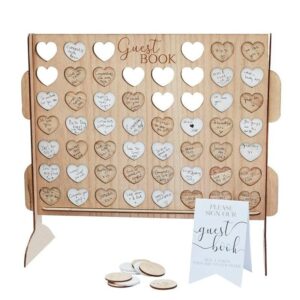 Original libro de firmas de madera con corazones