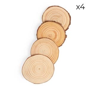 Set de 4 posavasos, pino natural, incluye cuerda de yute pack 4 posavasos madera natural4