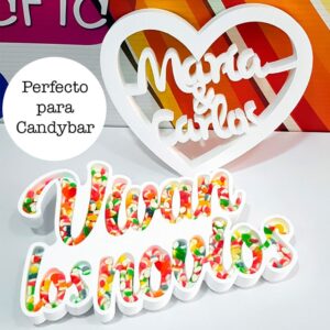 Pack corcho para boda Vivan los novios + Corazón personalizado