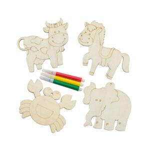 Pack de 4 animales de madera con rotuladores