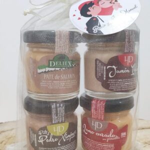 Pack de 4 patés para boda. En bolsa de organza