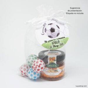 Pack de Mermelada, 5 balones de chocolate y bolsa de organza