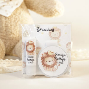 pack de bálsamo y espejo: detalles de bautizo rey león