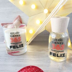 Pack regalo de Navidad con vela y mikado Oportunidades para ser Feliz