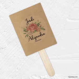 Pai pai boda kraft personalizado 13x29cm. Modelo bouquet