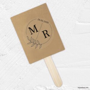 Pai pai boda kraft personalizado 13x29cm. Modelo iniciales