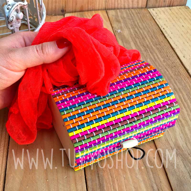 Pañuelo pashmina con baúl de regalo pashmina colorful siete opt