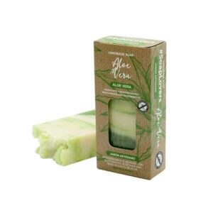 Pastilla de jabón artesano. Presentado en caja. Aloe Vera. 100gr