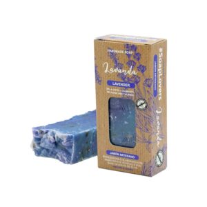 Pastilla de jabón artesano. Presentado en caja. Lavanda. 100gr.