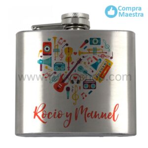 petaca para boda musica y corazon 5oz