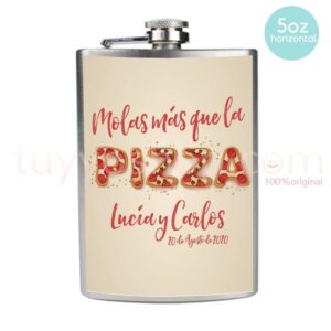 Petaca para boda molas más que la pizza