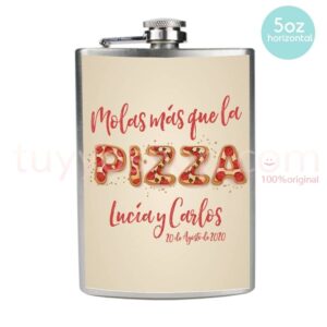 Petaca para boda molas más que la pizza