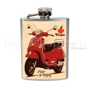 Petaca para recuerdo de boda, vespa roja