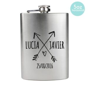 Petaca personalizada para boda doble flecha