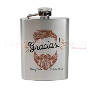 Petaca personalizada para boda hipster. Gracias! 4oz