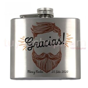 Petaca personalizada para boda hipster. Gracias! 5oz