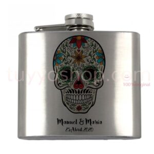 Petaca para boda personalizada. Modelo calavera. 5oz