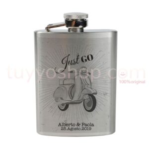 Petaca para boda, modelo vespa vintage, 4oz