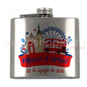 Petaca personalizada para boda. Modelo Londres. 5oz