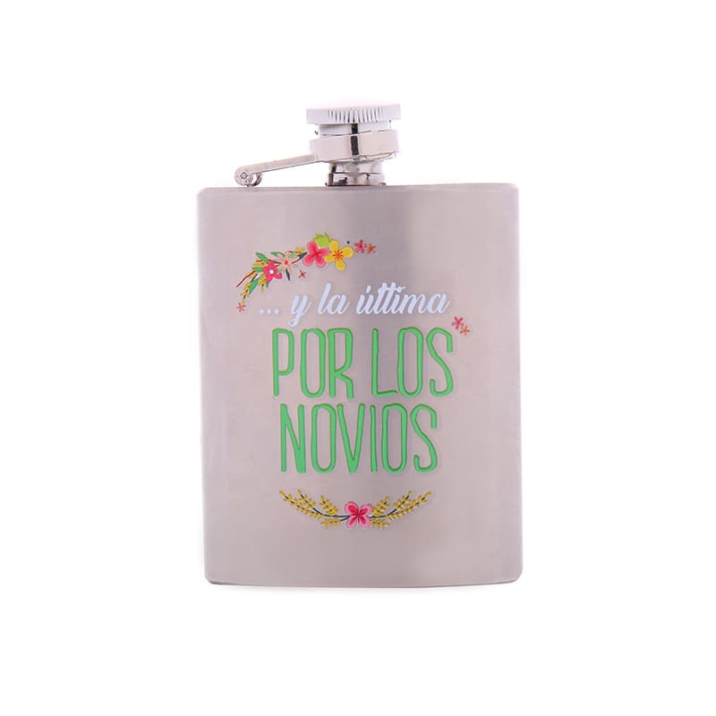 Petaca de metal con frases happy!