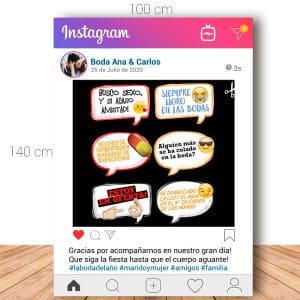 Marco de instagram versión 2. Ideal para bodas. 100x140cm. Personalizable. Incluye 6 carteles.