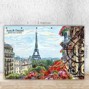Photocall para boda dibujo de París con o sin soporte