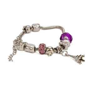 Pulsera metálica morada estilo Pandora