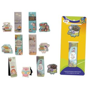 Set de 2 marca páginas imantados. modelo frases. 4 diseños. Detalles para niños.