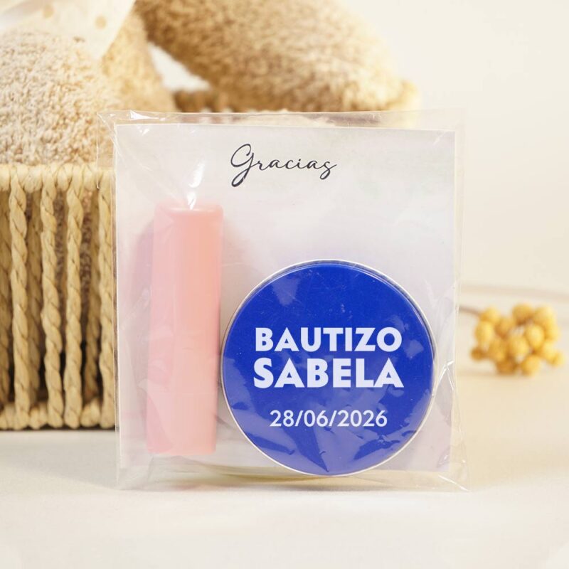set personalizado para bautizo: crema nivea y bálsamo vegano