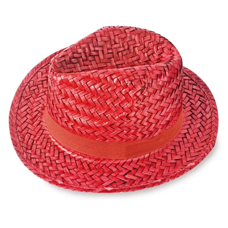 sombrero de paja modelo capo en color rojo