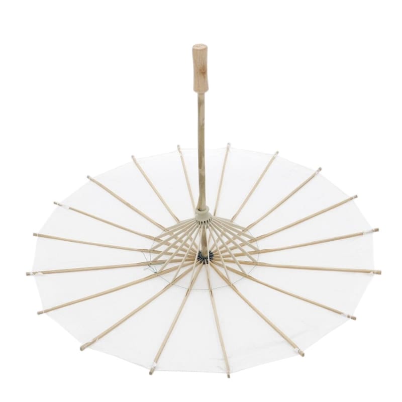 Sombrilla de bambú en color blanco. 60cm. Hecho a mano