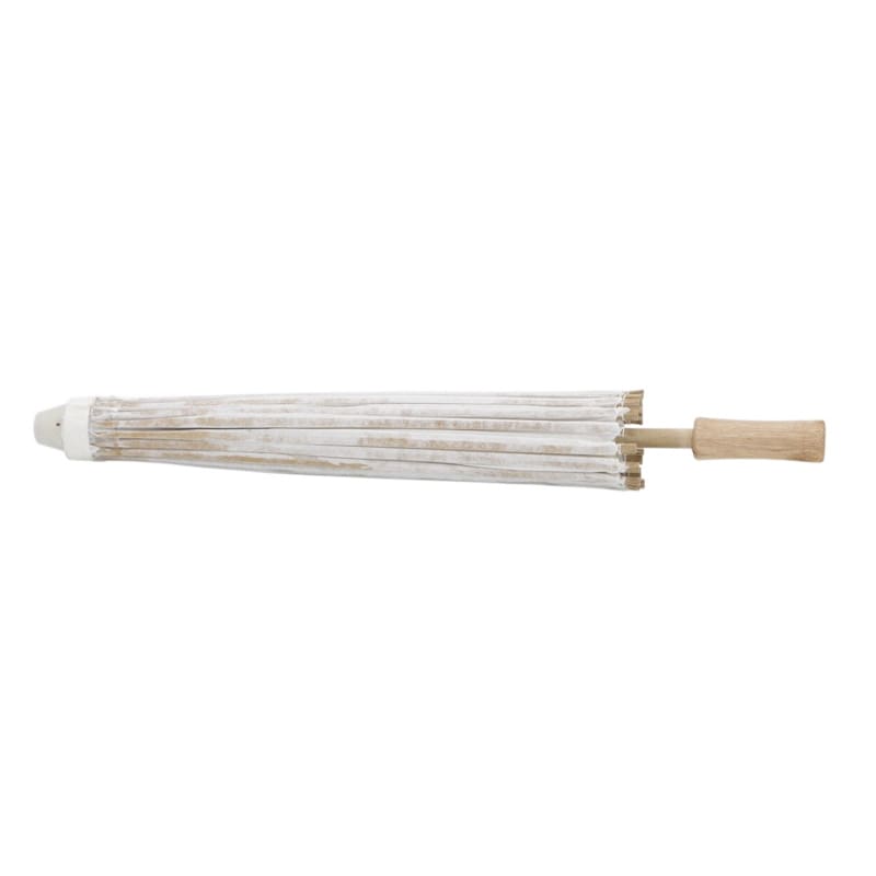 Sombrilla de bambú en color blanco. 60cm. Hecho a mano