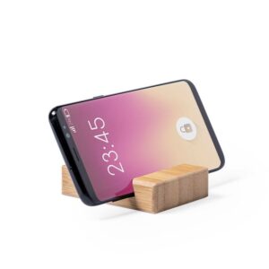 Soporte para móvil y tablet. Bambú. Opción de personalizar soporte personalizado para movil ambiente2