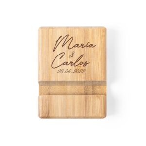 Soporte para móvil y tablet. Bambú. Opción de personalizar soporte personalizado para movil informal