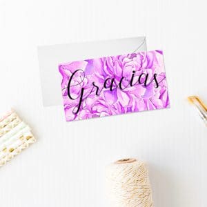 tarjeta de agradecimiento modelo violet