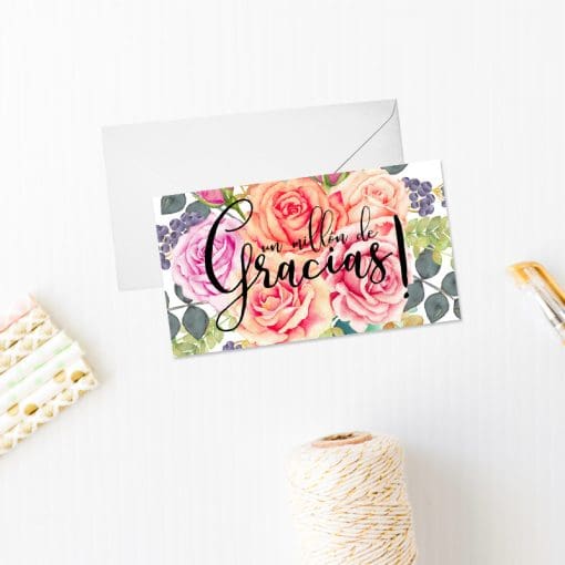tarjeta de agradecimiento modelo ramo de rosas