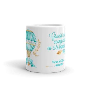 Taza personalizada para boda, vuelo en globo