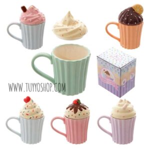 Taza de cerámica Cupcake con tapa