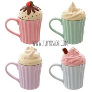 Taza de cerámica Cupcake con tapa