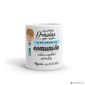 Taza para comunión personalizada. Chico marinero.