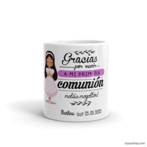 Taza para regalo de comunión personalizada, modelo Emma