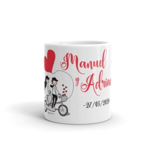 Taza personalizada boda bicicleta