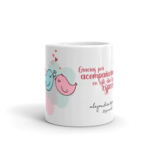 Taza de boda para invitados. Personalizada. Modelo love birds.